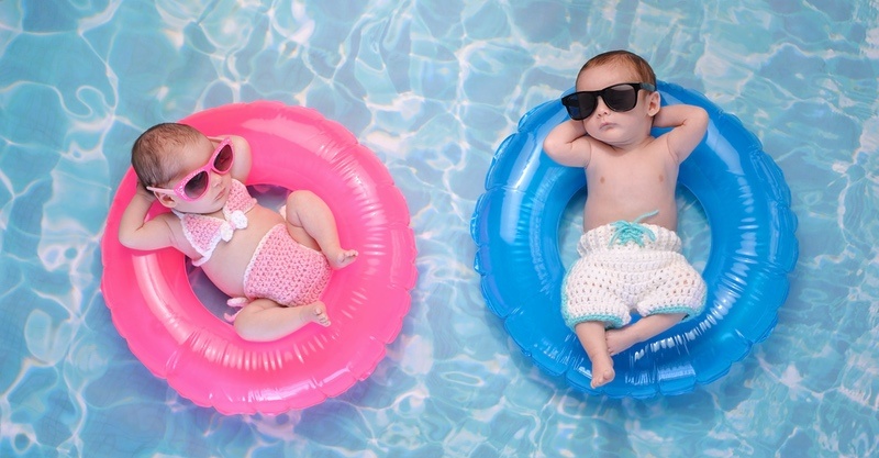 Twin Babies in a Pool
