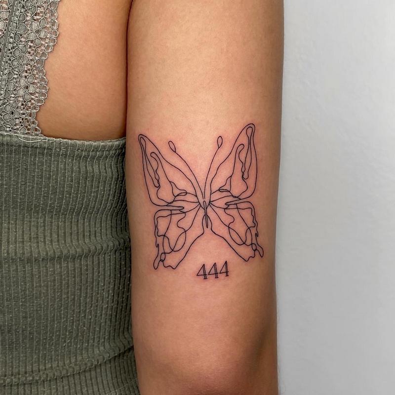 444 Tattoo with Butterfly