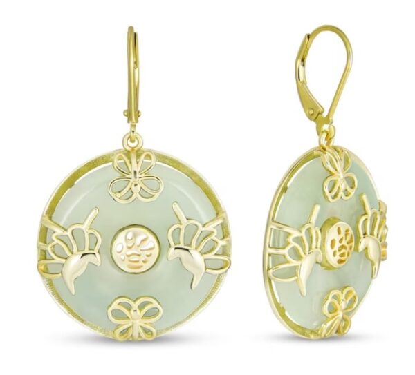 Jade and Gold Butterfly Earrings