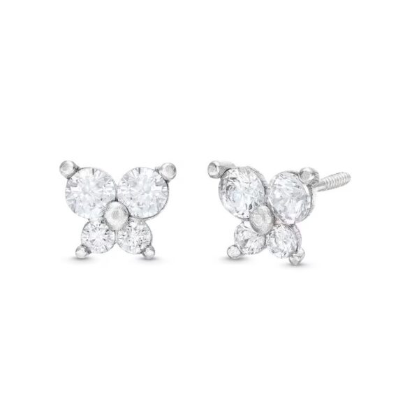 Child-size Butterfly Earrings in Cubic Zirconia 14K Yellow Gold