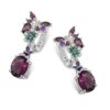 Flower Butterfly Enamel Sterling-Silver Purple Drop Earrings