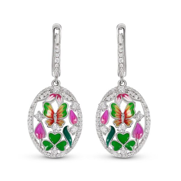 Sterling Silver Drop Butterfly Earrings