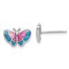 Pink, Blue & Silver Butterfly Earring Studs