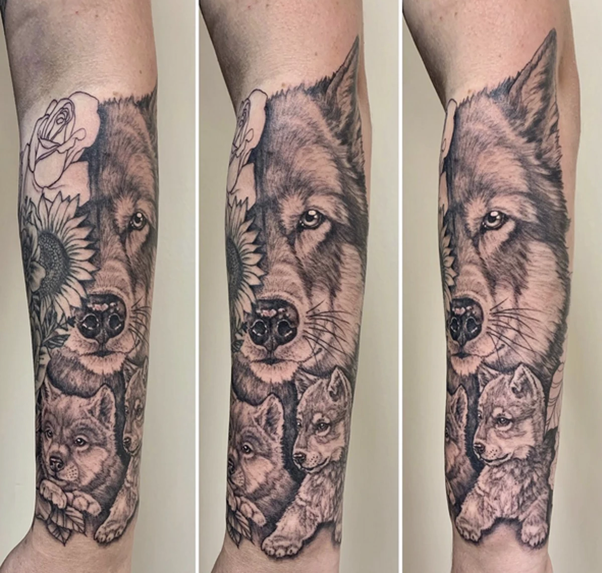 Wolf and Pups Tattoo