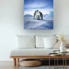 Emperor Penguins with Chick Art Canvas Minimalist Living Room