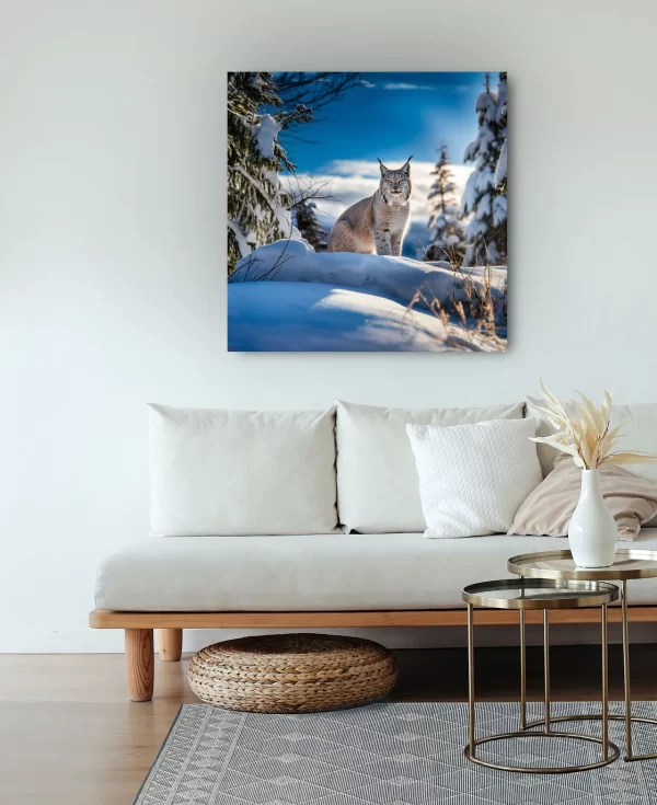Snow Lynx Art Minimalist Living Room
