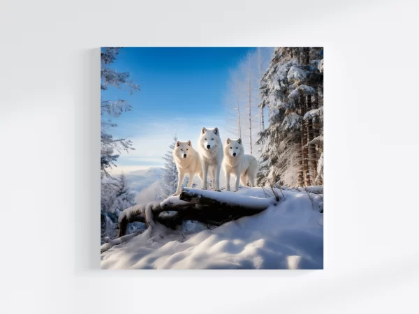 White Wolf Art Mockup Blank Wall