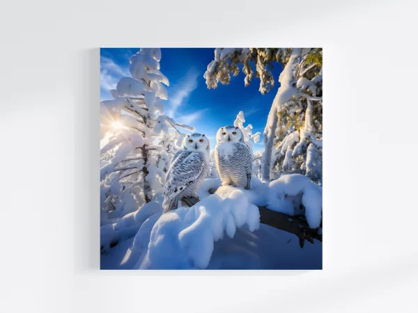 Pair of Snowy Owls Art Canvas Print