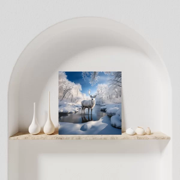 White Stag Art on Arched Shelf