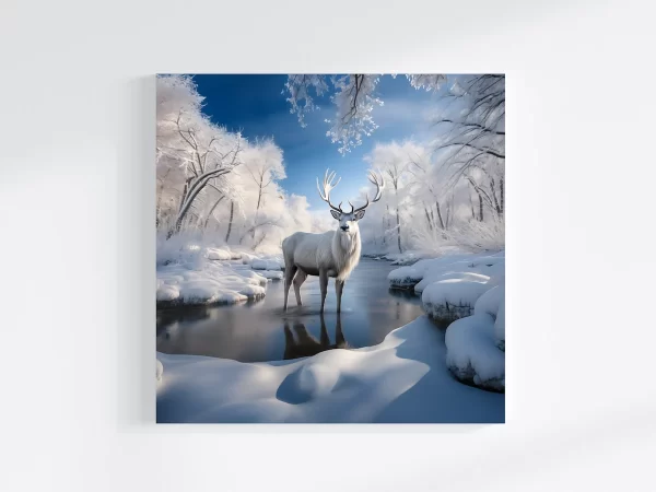 White Stag Print on Canvas Blank Wall