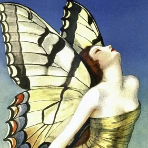 Life Vintage Woman with Butterfly Wings Art Print