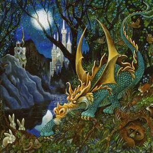 Moon Dragon and Forest Creatures Giclée Art Print