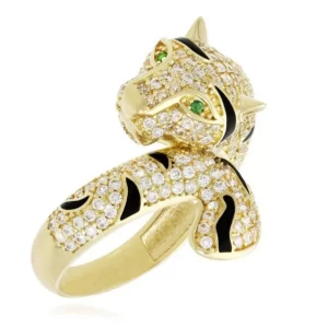 Tiger Ring with Faux Emerald Eyes