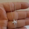 Sparkly Stones Sterling Silver Starfish Necklace