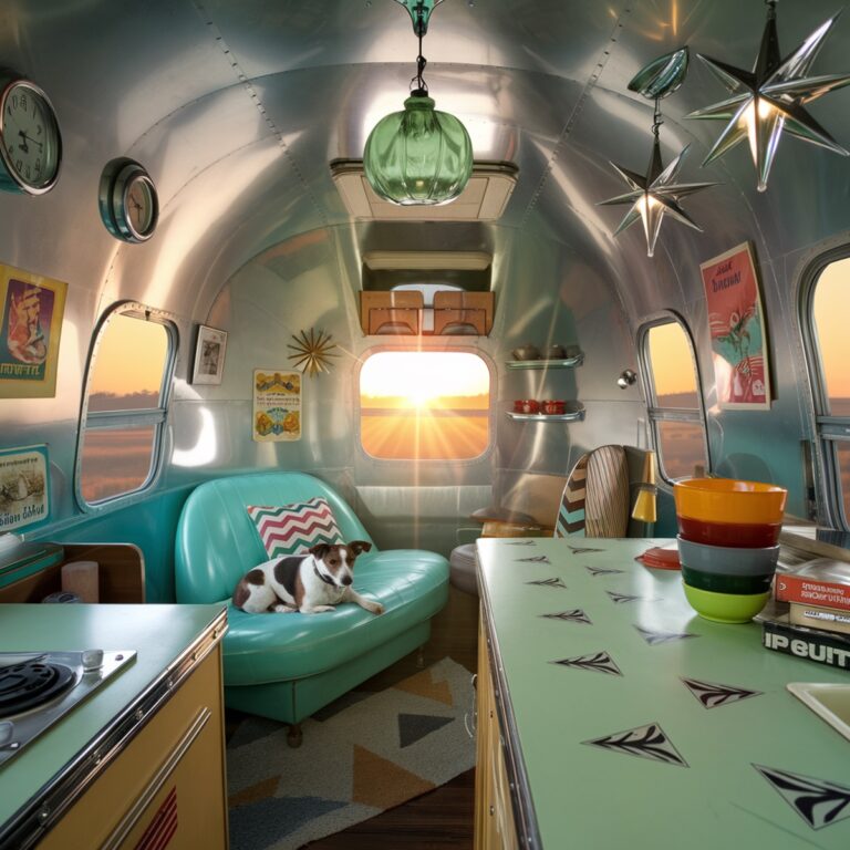 Jack Russell in Mid-Century Modern Airstream