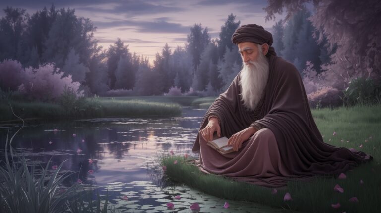 Rumi Sitting by Pond